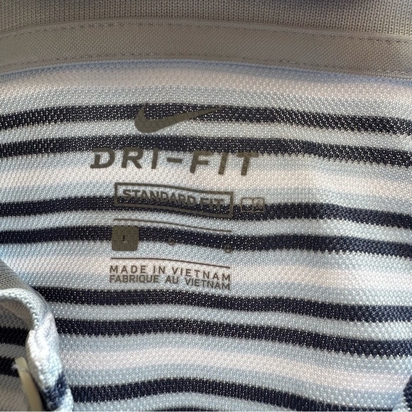 Nike Navy and White Striped Polo Shirt - Picture 2 of 4